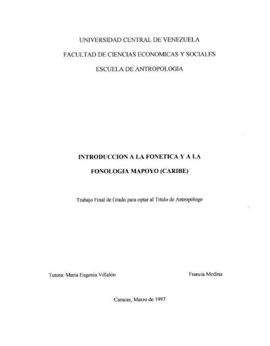 Una introducción a la fonética y a la fonología mapoyo