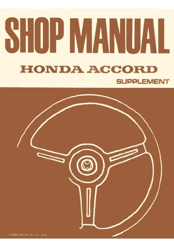 HONDA ACCORD 1979 WORK SHOP MANUAL SUPPLEMENT