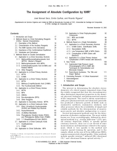 The Assignement of Absolute Configuration by NMR
