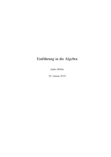 Einführung in die Algebra