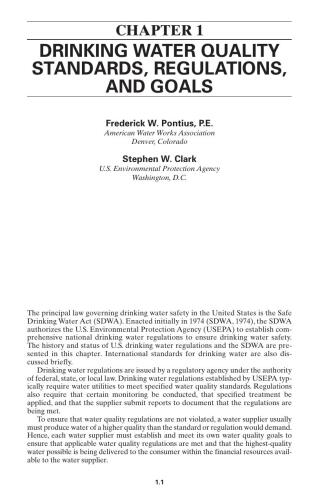 Water Quality and Treatment. A Handbook of Community  Water Supplies