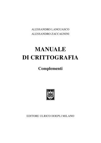 Manuale di crittografia: teoria, algoritmi e protocolli
