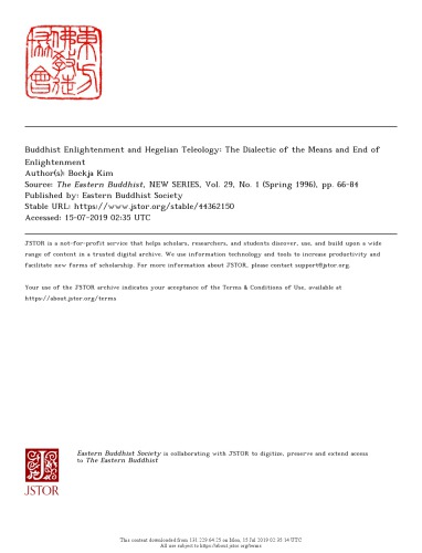 Buddhist Enlightenment and Hegelian Teleology: The Dialectic of the Means and End of Enlightenment