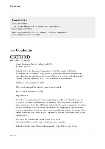 The Oxford Handbook of Ethics and Economics