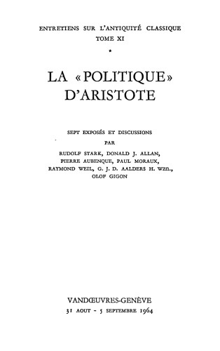 La Politique d’Aristote