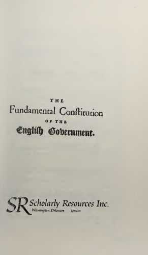 The Fundamental Constitution of the English Government