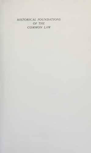 Historical Foundations of the Common Law