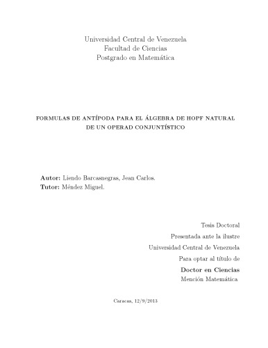 Formulas de antípoda para el álgebra de Hopf natural de un operad conjuntístico
