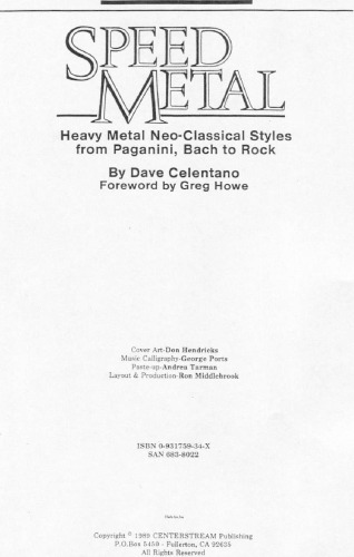 Speed Metal: Heaby Metal Neo-Classical Styles from Paganini, Bach to Rock