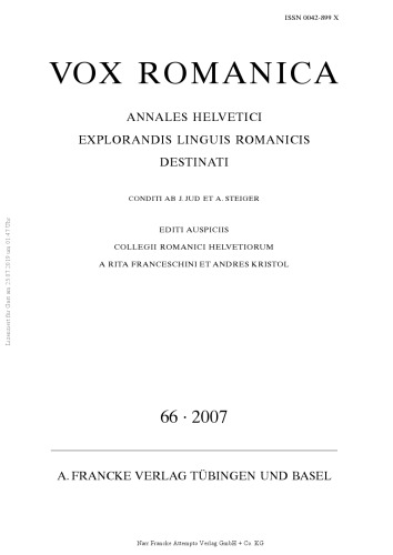 Vox Romanica : annales Helvetici explorandis linguis Romanicis destinati