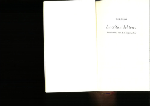 La critica del testo