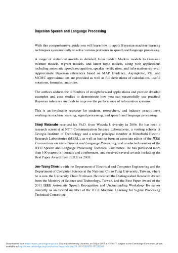 Bayesian Speech and Language Processing