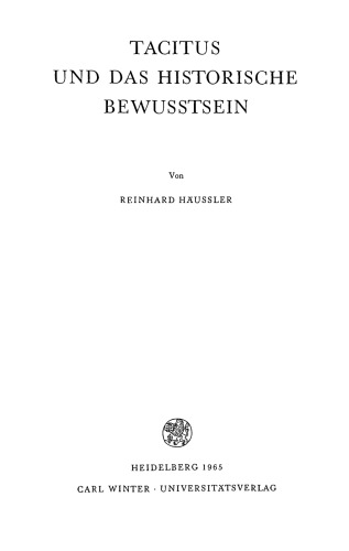 Tacitus und das historische Bewusstsein