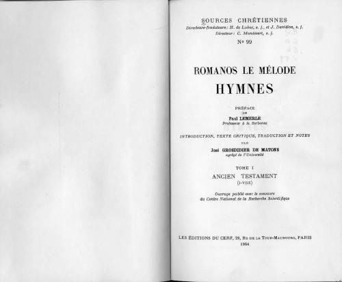 Hymnes I-VIII, tome I