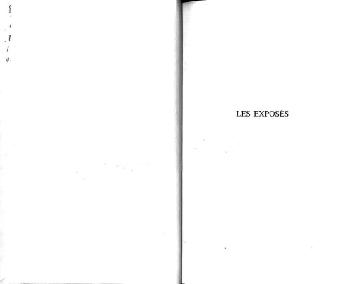Exposés, tome I