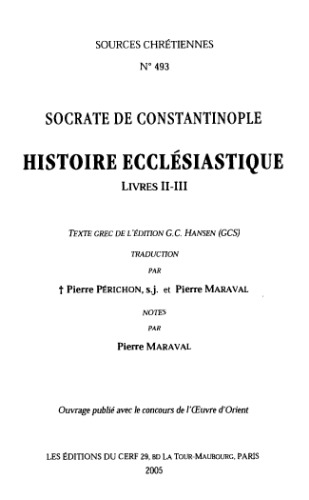 Histoire ecclésiastique, Livres II-III, tome II