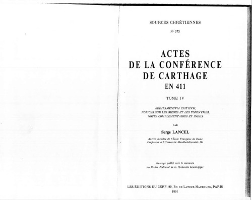 Actes de la Conférence de Carthage en 411, tome IV