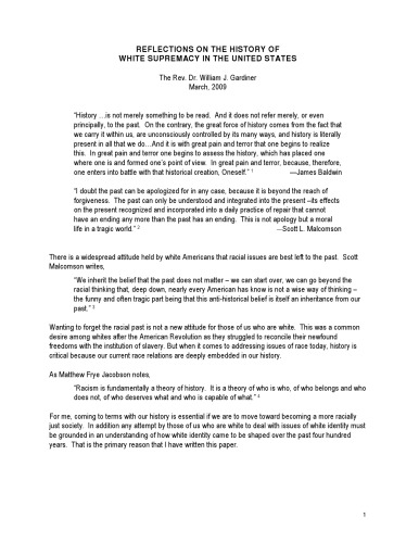 Reflections on the History of White Supremacy in the United States