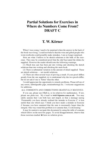 Partial solutions to: Where do Numbers Come From?