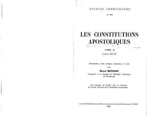 Les Constitutions apostoliques, tome II