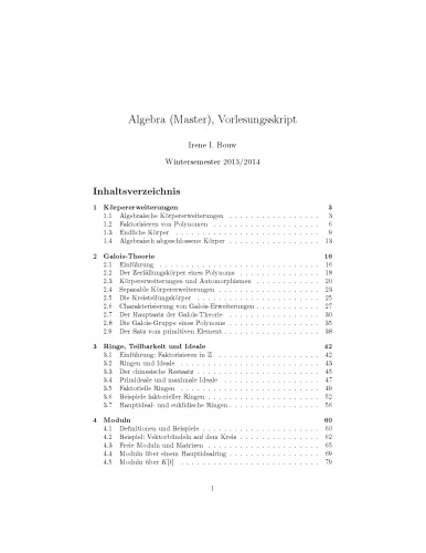 Algebra (Master), Vorlesungsskript