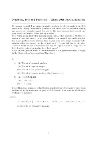 Math4113/4213: Numbers, Sets and Functions 2018-2019