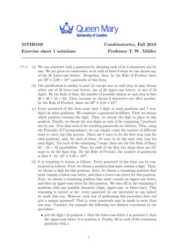 MTH6109: Combinatorics, 2018/2019