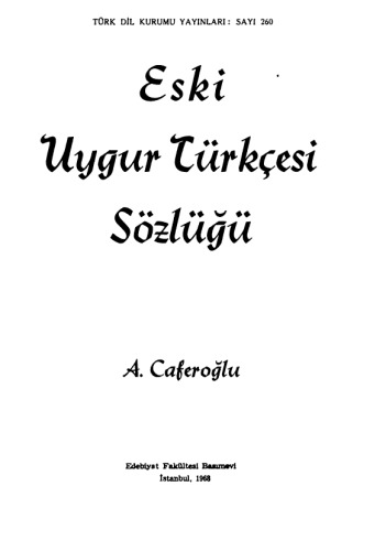 Eski Uygur Türkçesi Sözlüğü