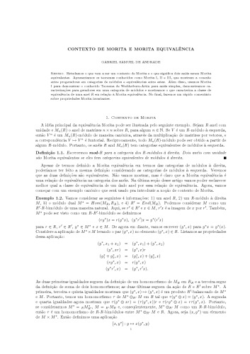 Contexto de Morita e Morita equivalência