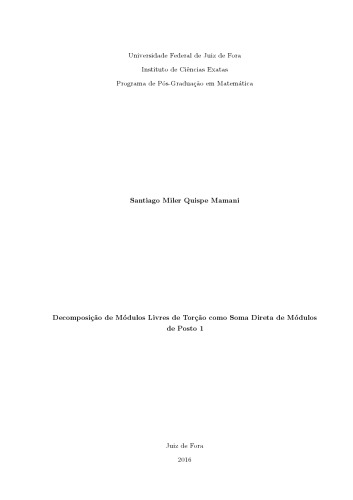 Decomposição de Módulos Livres de Torção como Soma Direta de Módulos de Posto 1