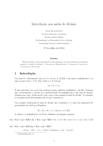 Introducao aos aneis de divisao