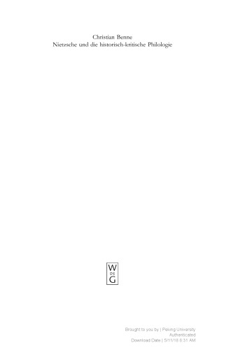 Nietzsche und die historisch-kritische Philologie