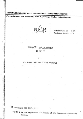 Simula 67 Implementation Guide - 1973 edition