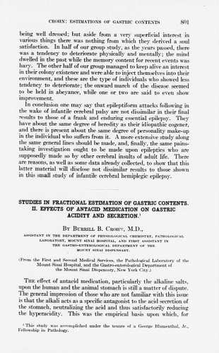 STUDIES IN FRACTIONAL ESTIMATION OF GASTRIC CONTENTS. II. EFFECTS OF ANTACID MEDICATION ON GASTRIC ACIDITY AND SECRETION.1