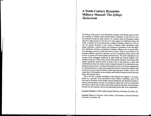 A Tenth-Century Byzantine Military Manual: The Sylloge Tacticorum