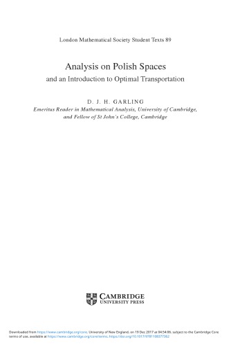 Analysis on Polish Spaces and an Introduction to Optimal Transportation