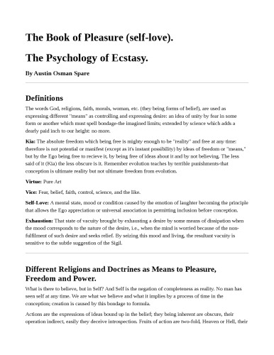 The Book of Pleasure: The Psychology of Ecstasy