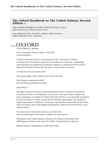 The Oxford Handbook on the United Nations