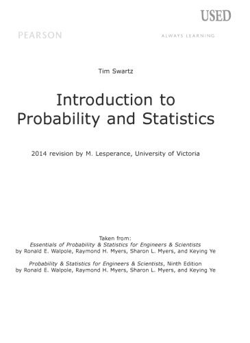 Introduction to Probability and Statistics (Custom UVic)