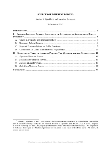 Sources of Inherent Powers in International Adjudication