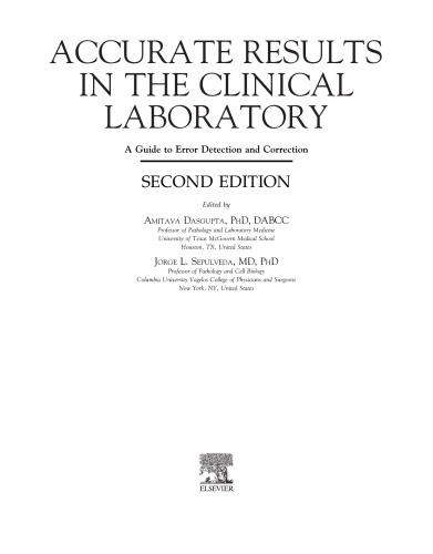 Accurate Results in the Clinical Laboratory-A Guide to Error Detection and Correction