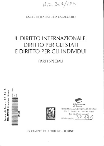 Diritto internazionale. [2], Parti speciali