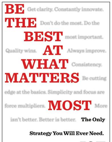 Be the best at what matters most: the only strategy you will ever need