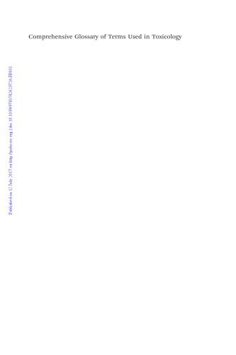 Comprehensive glossary of terms used in toxicology