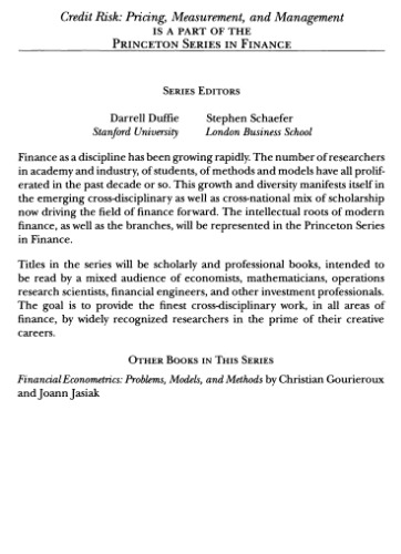 Credit risk: pricing, measurement, and management