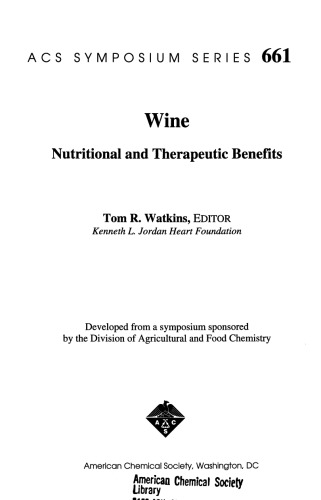 Wine. Nutritional and Therapeutic Benefits