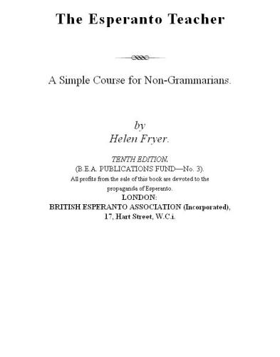 The Esperanto Teacher / A Simple Course for Non-Grammarians