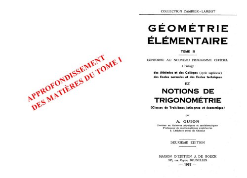 Géométrie éléméntaire - tome 2 - Approfondissement