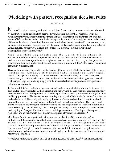 Modeling with Pattern Recognition Decision Rules