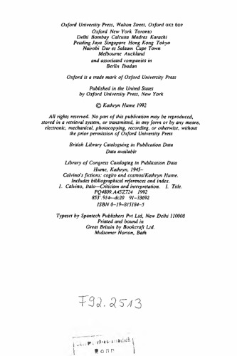 Calvino’s fictions : cogito and cosmos